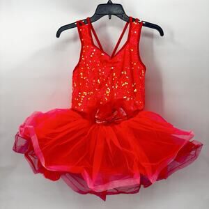 Weissman Go Bananas Tangerine Neon Orange Pink Sequin Tutu Feathers 13837 XLC